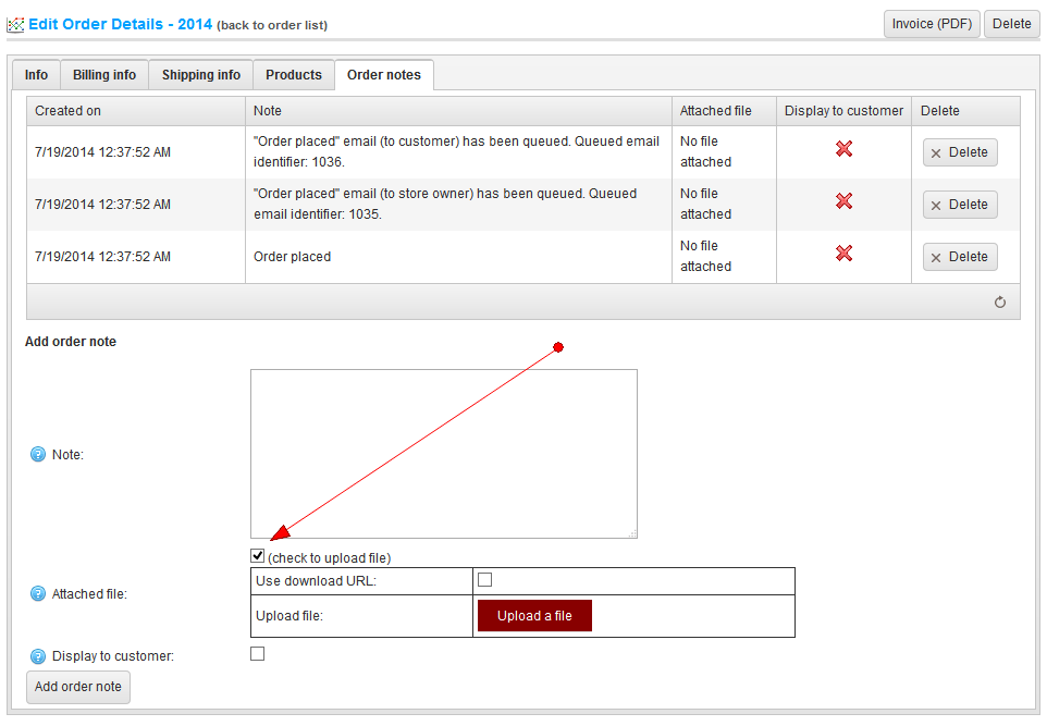 Allow a store owner to attach PDF invoices to "order paid" emails (disabled by default)