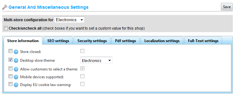 nopCommerce configuring per store