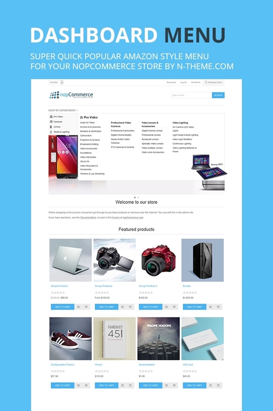 NopCommerce Dashboard Amazon Style Menu