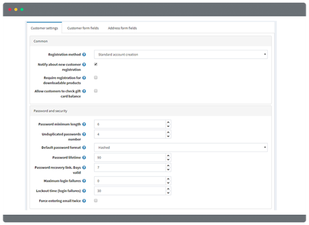 nopCommerce customer settings