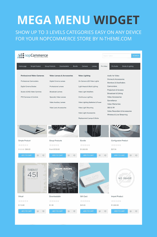 nopCommerce mega menu widget